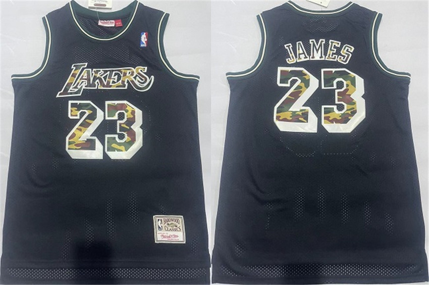Men's Black Los Angeles Lakers #23 LeBron James Throwback basketball Jersey